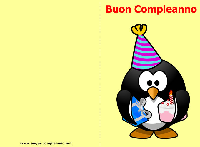 Biglietto Buon Compleanno Con Pinguino Da Stampare